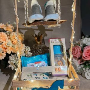 🎀🩷🩵Hermoso Baby Shower Basket 🧺🩷🩵🎀Personalízalo con nuestros accesorios disponibles 🎀🩵🩷🎁
