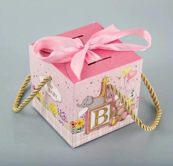 Caja color rosa con dibujos animados para cumple años o baby shower 💖👧🏼 - Image 2