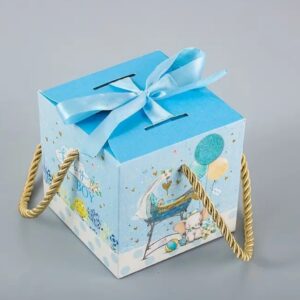 Caja color azul  con dibujos animados para cumple años o baby shower 💙👶🏼