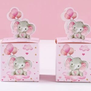 Caja de dulces color rosa decorado con dibujos de Elefantitos 🐘🩷🎁